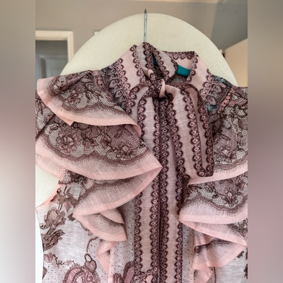 Zimmermann crush Elegant Pink Patterned SET OF 2 Skirt and top size 0 XS - Picture 4 of 11